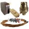 Lamp Repair and Service Kit | Brown Plug | Antique Gold Flex | Gold Switch | B22 Brass Lamp Holder