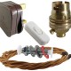 Lamp Repair and Service Kit | Brown Plug | Antique Gold Flex | White Switch | B22 Brass Lamp Holder