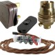 Lamp Repair and Service Kit | Brown Plug | Bronze Flex | Black Switch | B22 Brass Lamp Holder