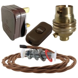 Lamp Repair and Service Kit | Brown Plug | Bronze Flex | Brown Switch | B22 Brass Lamp Holder