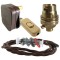 Lamp Repair and Service Kit | Brown Plug | Brown Flex | Gold Switch | B22 Brass Lamp Holder