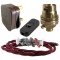 Lamp Repair and Service Kit | Brown Plug | Burgundy Flex | Black Switch | B22 Brass Lamp Holder