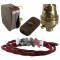 Lamp Repair and Service Kit | Brown Plug | Burgundy Flex | Brown Switch | B22 Brass Lamp Holder