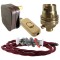 Lamp Repair and Service Kit | Brown Plug | Burgundy Flex | Gold Switch | B22 Brass Lamp Holder