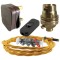 Lamp Repair and Service Kit | Brown Plug | Gold Flex | Black Switch | B22 Brass Lamp Holder