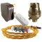 Lamp Repair and Service Kit | Brown Plug | Gold Flex | White Switch | B22 Brass Lamp Holder