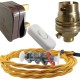 Lamp Repair and Service Kit | Brown Plug | Gold Flex | White Switch | B22 Brass Lamp Holder