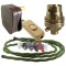 Lamp Repair and Service Kit | Brown Plug | Green Flex | Gold Switch | B22 Brass Lamp Holder