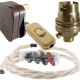 Lamp Repair and Service Kit | Brown Plug | Ivory Flex | Gold Switch | B22 Brass Lamp Holder