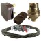 Lamp Repair and Service Kit | Brown Plug | Khaki Green Flex | Brown Switch | B22 Brass Lamp Holder