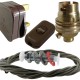 Lamp Repair and Service Kit | Brown Plug | Khaki Green Flex | Brown Switch | B22 Brass Lamp Holder
