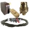 Lamp Repair and Service Kit | Brown Plug | Khaki Green Flex | Gold Switch | B22 Brass Lamp Holder