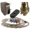Lamp Repair and Service Kit | Brown Plug | Linen Flex | Black Switch | B22 Brass Lamp Holder