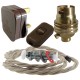 Lamp Repair and Service Kit | Brown Plug | Linen Flex | Brown Switch | B22 Brass Lamp Holder Lamp Repair and Service Kit | Brown Plug | Linen Flex | Brown Switch | B22 Brass Lamp Holder
