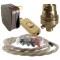 Lamp Repair and Service Kit | Brown Plug | Linen Flex | Gold Switch | B22 Brass Lamp Holder