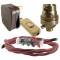 Lamp Repair and Service Kit | Brown Plug | Duskey Pink Flex | Gold Switch | B22 Brass Lamp Holder