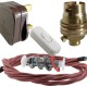 Lamp Repair and Service Kit | Brown Plug | Duskey Pink Flex | White Switch | B22 Brass Lamp Holder