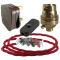 Lamp Repair and Service Kit | Brown Plug | Bright Red Flex | Black Switch | B22 Brass Lamp Holder