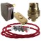 Lamp Repair and Service Kit | Brown Plug | Bright Red Flex | Gold Switch | B22 Brass Lamp Holder