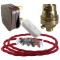 Lamp Repair and Service Kit | Brown Plug | Bright Red Flex | White Switch | B22 Brass Lamp Holder