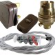 Lamp Repair and Service Kit | Brown Plug | Silver Flex | Brown Switch | B22 Brass Lamp Holder