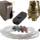 Lamp Repair and Service Kit | Brown Plug | White Flex | Black Switch | B22 Brass Lamp Holder
