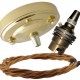 Large Brass Ceiling Pendant Kit and B22 Lampholder with Antique Gold Flex Large Brass Ceiling Pendant Kit and B22 Lampholder with Antique Gold Flex