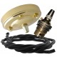 Large Brass Ceiling Pendant Kit and B22 Lampholder with Black Flex