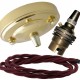 Large Brass Ceiling Pendant Kit and B22 Lampholder with Rich Burgundy Flex Large Brass Ceiling Pendant Kit and B22 Lampholder with Rich Burgundy Flex