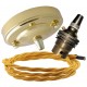 Large Brass Ceiling Pendant Kit and B22 Lampholder with Gold Flex