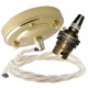 Large Brass Ceiling Pendant Kit and B22 Lampholder with Classic Ivory Flex