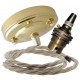 Large Brass Ceiling Pendant Kit and B22 Lampholder with Linen Flex