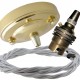 Large Brass Ceiling Pendant Kit and B22 Lampholder with Silver Flex Large Brass Ceiling Pendant Kit and B22 Lampholder with Silver Flex