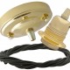 Large Brass Ceiling Pendant Kit and E27 Lampholder with Khaki Green Flex