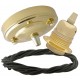 Large Brass Ceiling Pendant Kit and E27 Lampholder with Khaki Green Flex Large Brass Ceiling Pendant Kit and E27 Lampholder with Khaki Green Flex