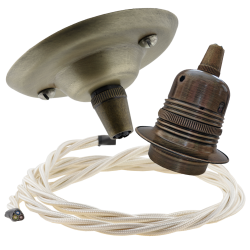 Antique Brass Ceiling Pendant Kit and E27 Lampholder with Classic Ivory Flex Antique Brass Ceiling Pendant Kit and E27 Lampholder with Classic Ivory Flex