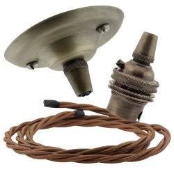 Antique Brass Ceiling Pendant Kit and B22 Lampholder with Bronze Flex Antique Brass Ceiling Pendant Kit and B22 Lampholder with Bronze Flex