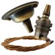 Antique Brass Ceiling Pendant Kit and B22 Lampholder with Antique Gold Flex