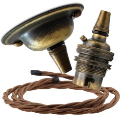 Antique Brass Ceiling Pendant Kit and B22 Lampholder with Bronze Flex Antique Brass Ceiling Pendant Kit and B22 Lampholder with Bronze Flex
