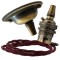 Antique Brass Ceiling Pendant Kit and B22 Lampholder with Rich Burgundy Flex