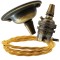 Antique Brass Ceiling Pendant Kit and B22 Lampholder with Gold Flex