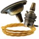 Antique Brass Ceiling Pendant Kit and B22 Lampholder with Gold Flex
