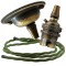 Antique Brass Ceiling Pendant Kit and B22 Lampholder with Green Flex