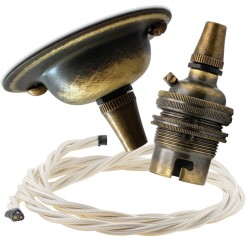 Antique Brass Ceiling Pendant Kit and B22 Lampholder with Classic Ivory Flex Antique Brass Ceiling Pendant Kit and B22 Lampholder with Classic Ivory Flex