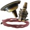 Antique Brass Ceiling Pendant Kit and B22 Lampholder with Dusky Pink Flex