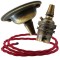Antique Brass Ceiling Pendant Kit and B22 Lampholder with Bright Red Flex