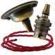 Antique Brass Ceiling Pendant Kit and B22 Lampholder with Bright Red Flex