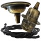 Antique Brass Ceiling Pendant Kit and E27 Lampholder with Black Flex