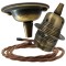 Antique Brass Ceiling Pendant Kit and E27 Lampholder with Bronze Flex