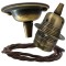 Antique Brass Ceiling Pendant Kit and E27 Lampholder with Brown Flex